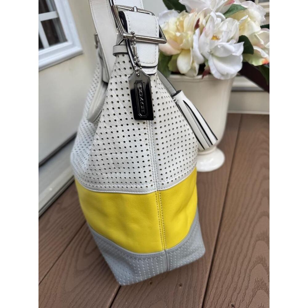 Coach Legacy Perforated Stripe Duffle Convertible Bag 22412 lemon multi (220 - Picture 3 of 11